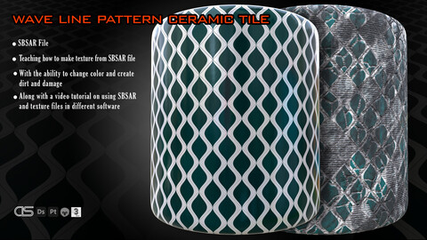 Wave line pattern ceramic tile + Learning how to use the SBSAR file