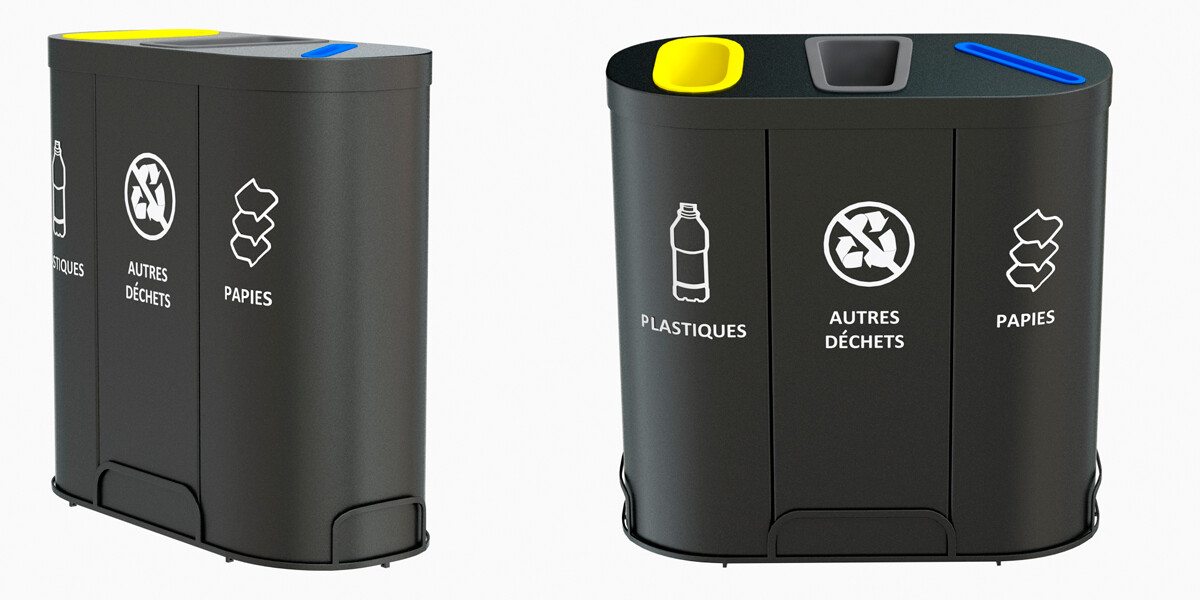 ArtStation MALMO Office Waste Recycling Bin with 3 Containers Resources