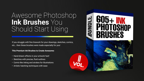 605+ Ink Photoshop Brushes - Vol.2