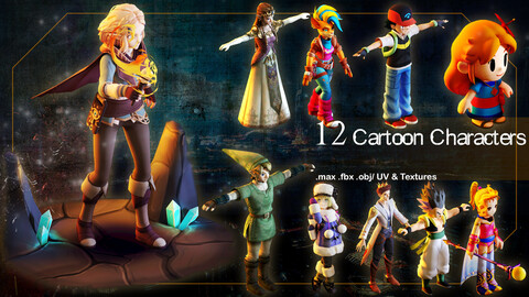 12 Cartoon Characters_ 3d models