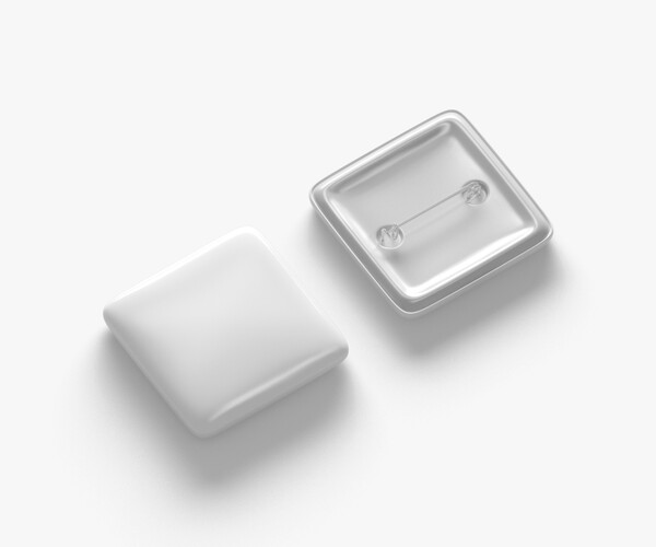 ArtStation - White Square Button Badge - plastic clutch pin | Resources