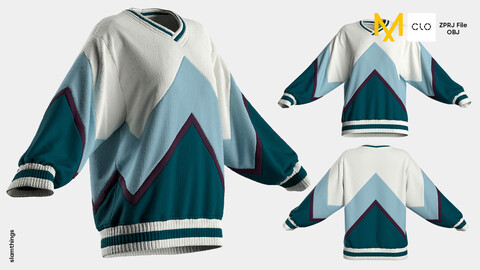 Streetwear Sweater #005 - Clo 3D / Marvelous Designer + OBJ / DIGITAL FASHION / HYPEBEAST / FUTURE FASHION