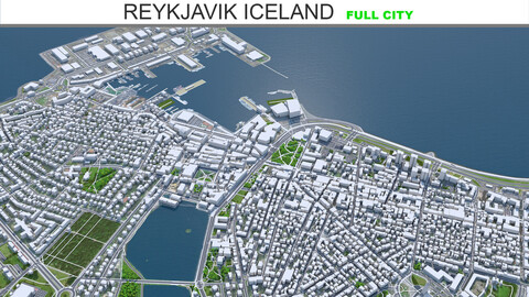 Reykjavik city Iceland 3d model 50km
