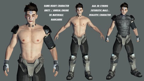 AAA 3D Cyborg Futuristic Male - Game Ready Realistic Character