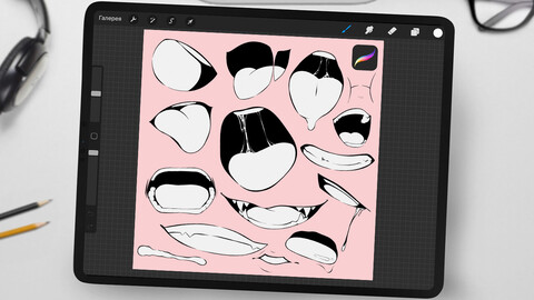 Free Mouth Stamps for Procreate (15 brushes)