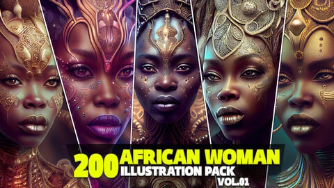 200 African Woman Illustration Pack Vol.01