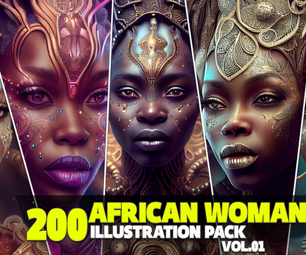 Artstation - 200 African Woman Illustration Pack Vol.01 