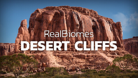 RealBiomes Desert Cliffs Biome | Complete Environment for UE4/5 - Next-Gen Cliffs, Rocks, Trees, Bushes and Landscape