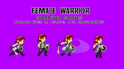 Female Warrior 2d Sprite sheet