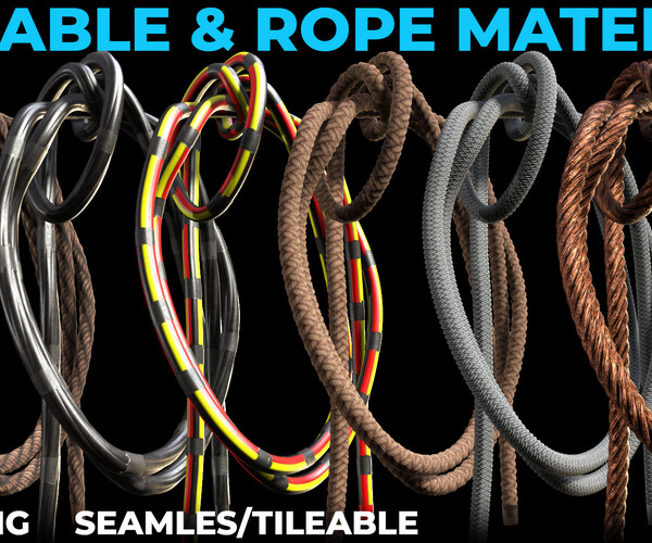 ArtStation - 35 Cable and Rope Material (4k/ .Png/ Seamless-Tileable ...