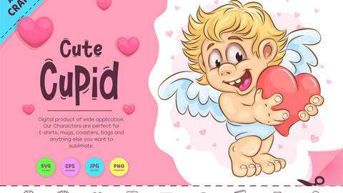 Cute Cartoon Cupid. Clipart