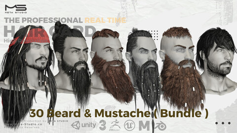 30 Beard and Mustache (Bundle) Realtime Hair card - 50% OFF for a limited time