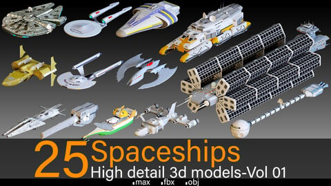 25 Spaceships- Vol 01- High detail 3d models