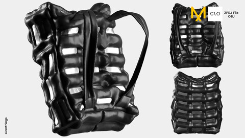Streetwear Puffer Bag Backpack #002 - Clo 3D / Marvelous Designer + OBJ / DIGITAL FASHION / HYPEBEAST / FUTURE FASHION