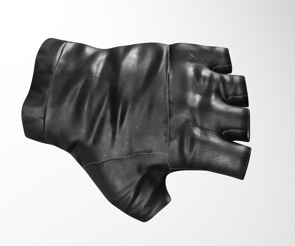 ArtStation - Black leather fingerless glove | Game Assets