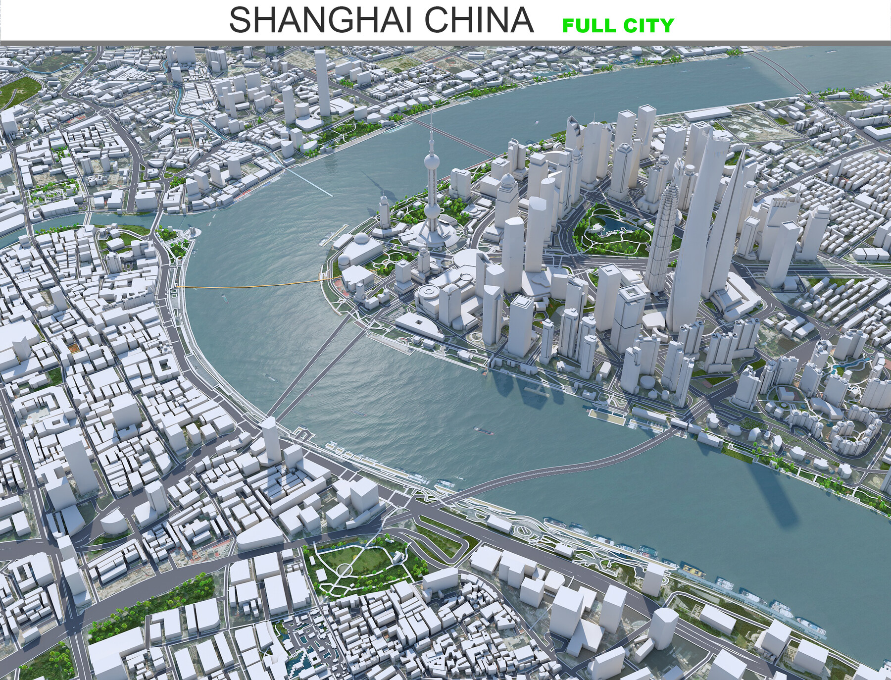 Model shanghai. City kaliningrad 3d model. china 3d city.