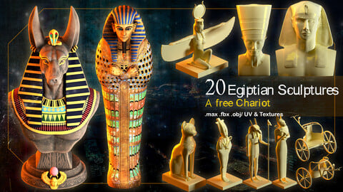 20 Egiptian Sculptures_ 3d models