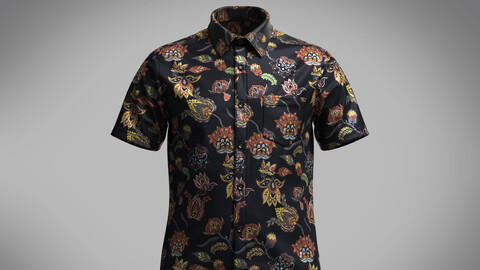 Men's Short Sleeve Paisley Flora Printed Shirt