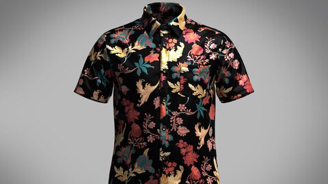 Men's Short Sleeve Floral Printed Shirt