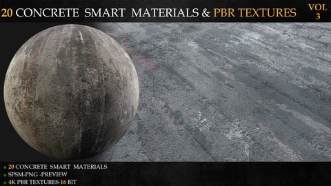 20 CONCRETE  SMART MATERIALS & PBR TEXTURES-VOL 3