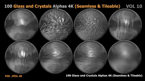 100 Glass and Crystals Alphas (Seamless & Tileable) VOL 10