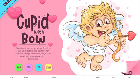 Cartoon Cupid with Bow. Clipart