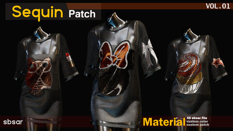 45 Sequin patch -SBSAR + tutorial- custom color -custom decal -VOL 01