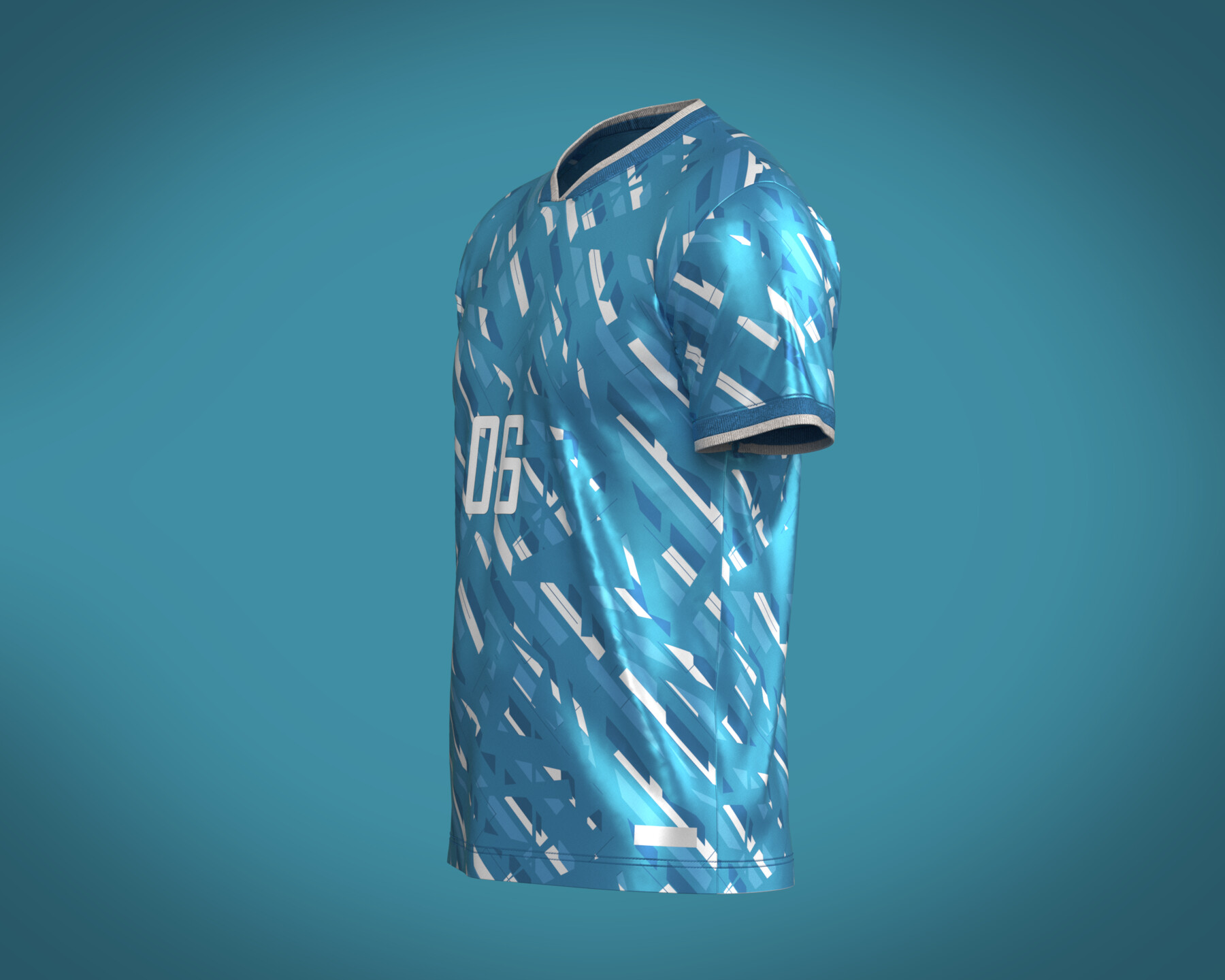 ArtStation Soccer Blue And White Stripe jersey Player06 Resources