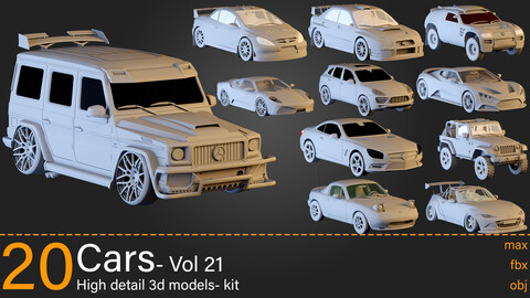 20 Cars- Vol 21 3d models-max.fbx.obj