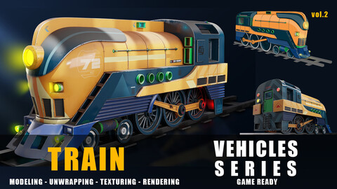 Humoro sci fi cyberpunk train game ready high poly and low poly (original concept) No.12