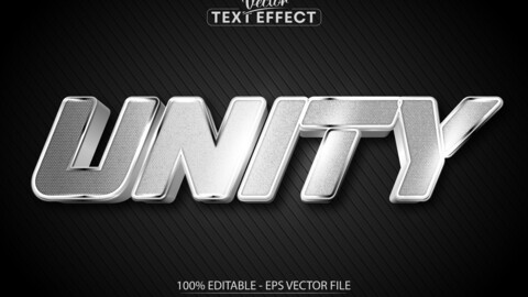 Metallic editable text effect, shiny silver metal text style