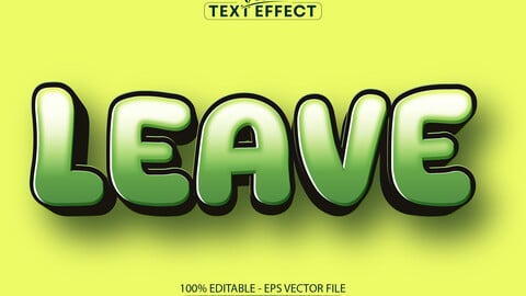 Leave text effect, editable green ecology text style