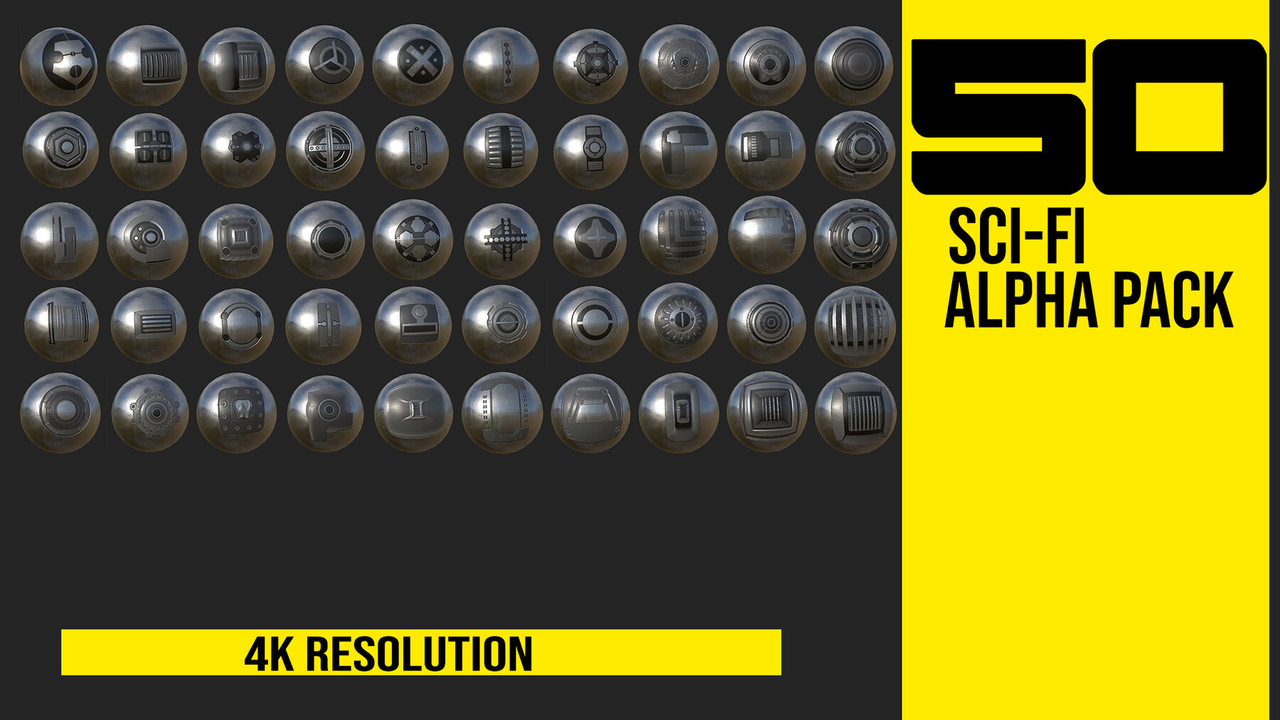 ArtStation 50 Scifi Hard Surface Alphas Pack Brushes