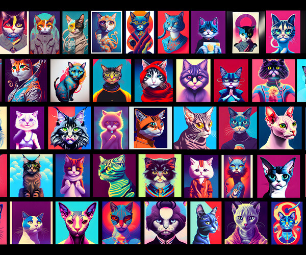 ArtStation - Bright illustration of a cats. Cat portrait | Artworks