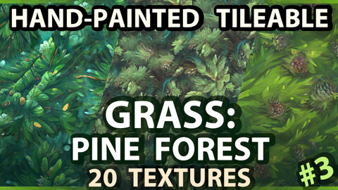 Grass: Pine Forest - 20 TEXTURES (Handpainted, Tileable) #3