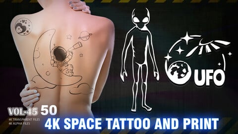 50 4K SPACE AND ALIEN TATTOO AND PRINT (ALPHA&TRANSPARENT)-VOL45