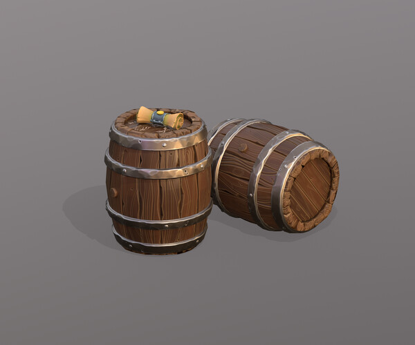 ArtStation - Stylized barrel made of Old Red Oak PBR Low Poly Game ...