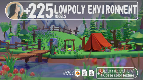 +225 3D lowpoly environment models