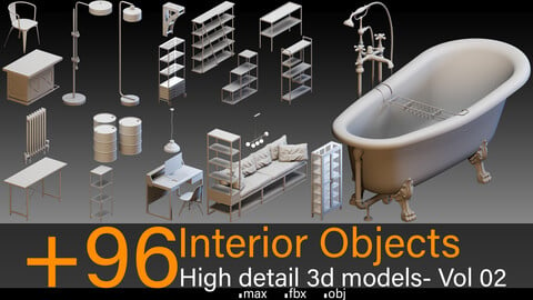 +96 Interior Objects- Vol 02- High detail 3d models