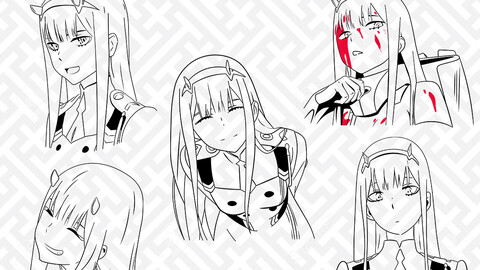 Darling in the Franxx SVG / Zero Two SVG / Vectors / Anime SVG / Waifu / 5 SVG