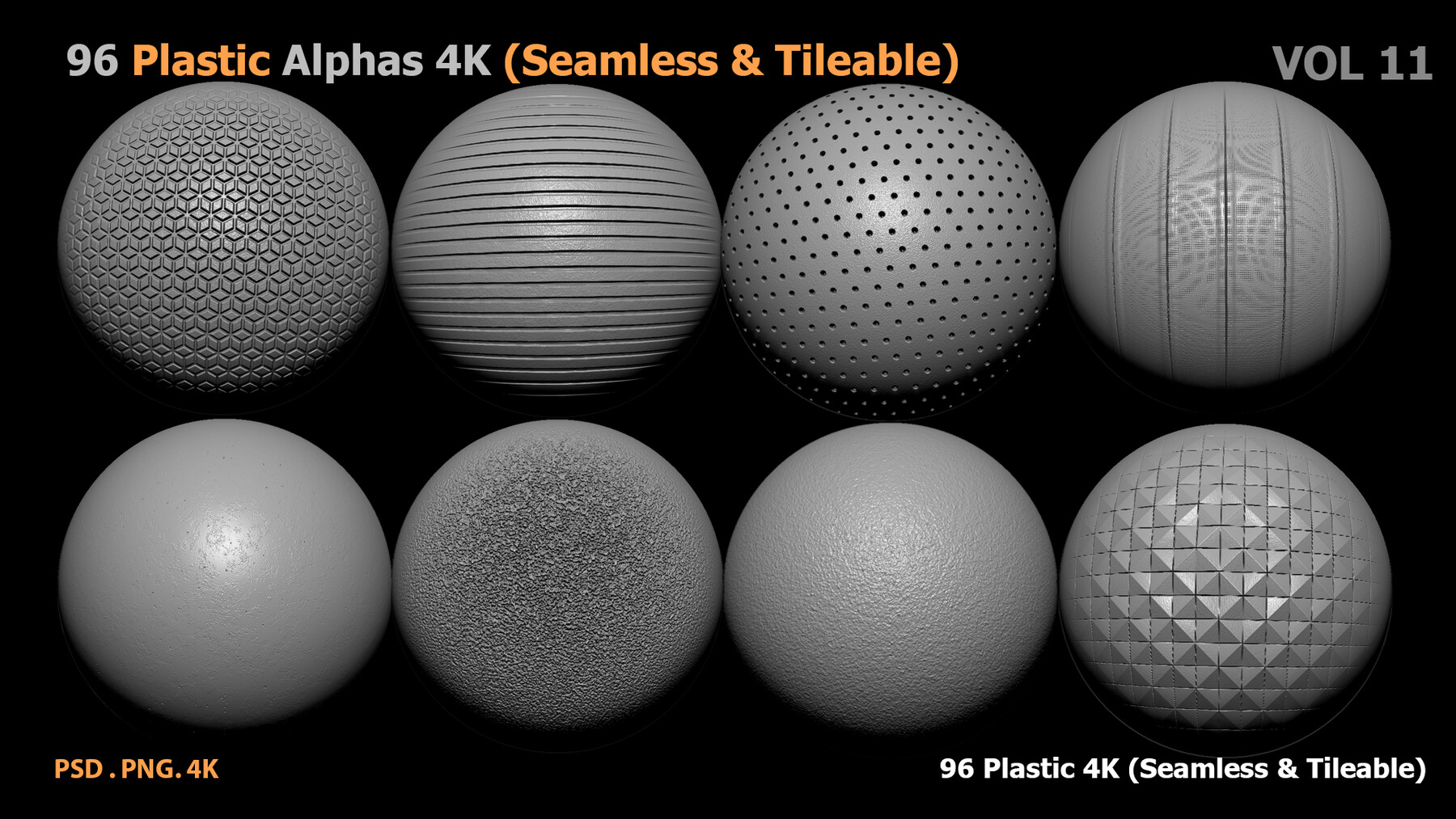 ArtStation - 96 Plastic Alphas (Seamless & Tileable) VOL 11 | Brushes