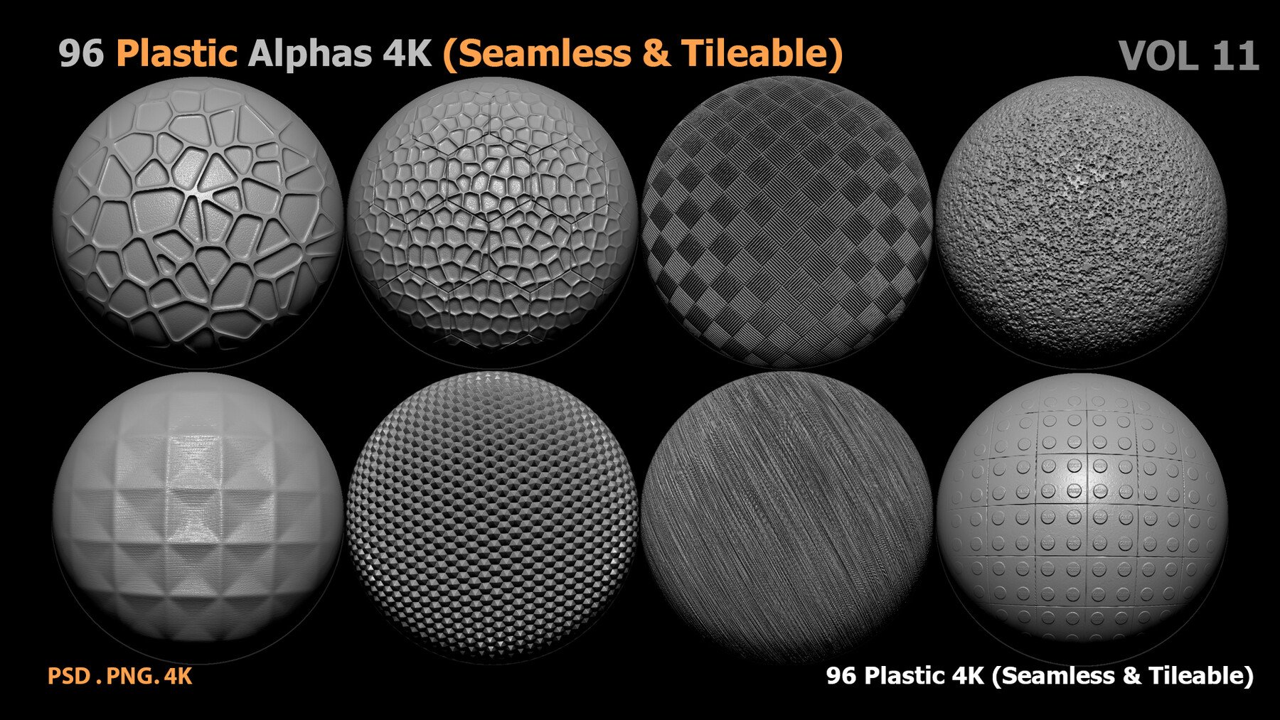 ArtStation - 96 Plastic Alphas (Seamless & Tileable) VOL 11 | Brushes