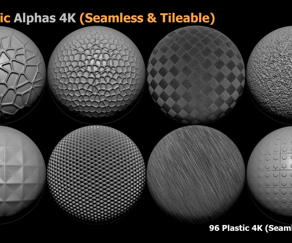 ArtStation - 96 Plastic Alphas (Seamless & Tileable) VOL 11 | Brushes