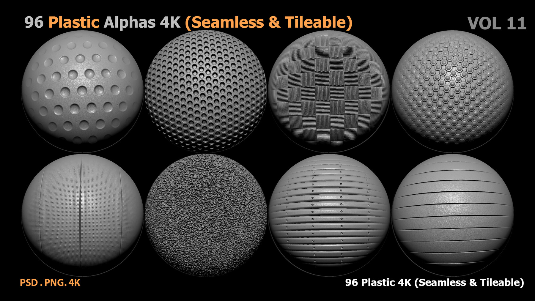 ArtStation - 96 Plastic Alphas (Seamless & Tileable) VOL 11 | Brushes