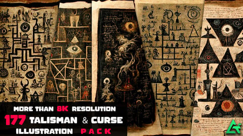 177 Talisman and Curse Illustration Pack - More Than 8K Resolution