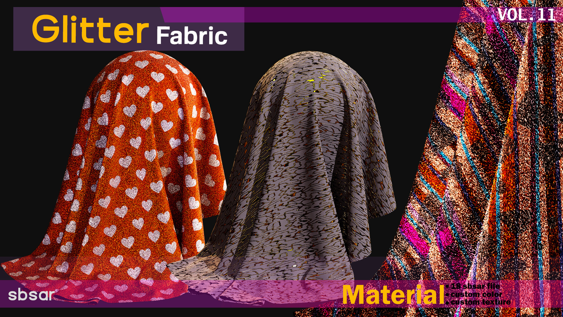 ArtStation - Glitter Fabric Material -SBSAR -custom color -custom