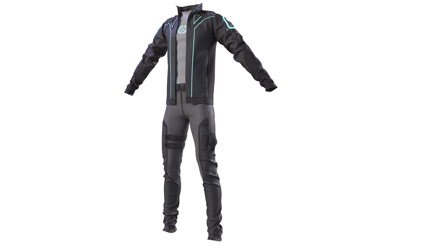 Scifi futuristic male outfit scifi jacket shirt pants | 3D model