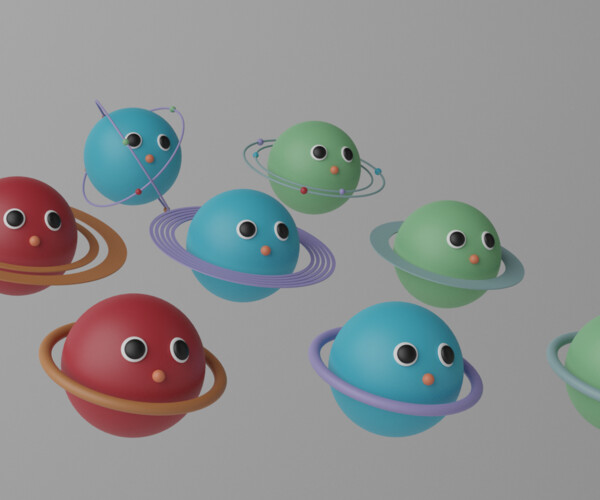 ArtStation - Cartoon Cute Planets Stars Collection 3D model | Resources