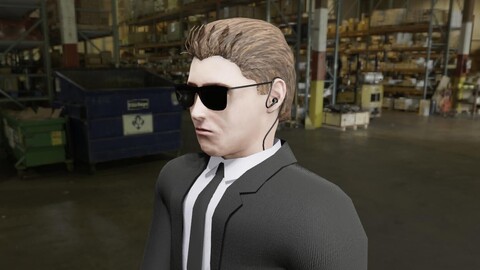 Man in Suit - Bodyguard Animated - Seguranca de Terno Low-poly 3D model