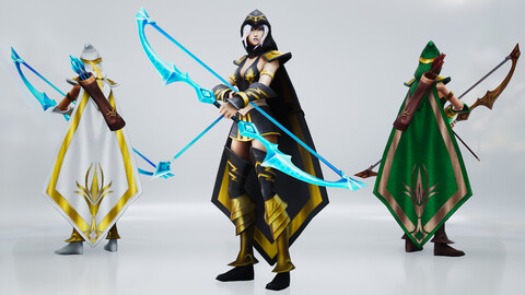 Ashe 3 Skins Of League Of Legends Characters Low-poly 3D model